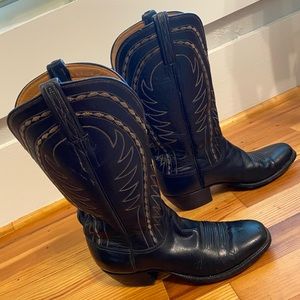 Vintage Black Lucchese Cowboy Boots